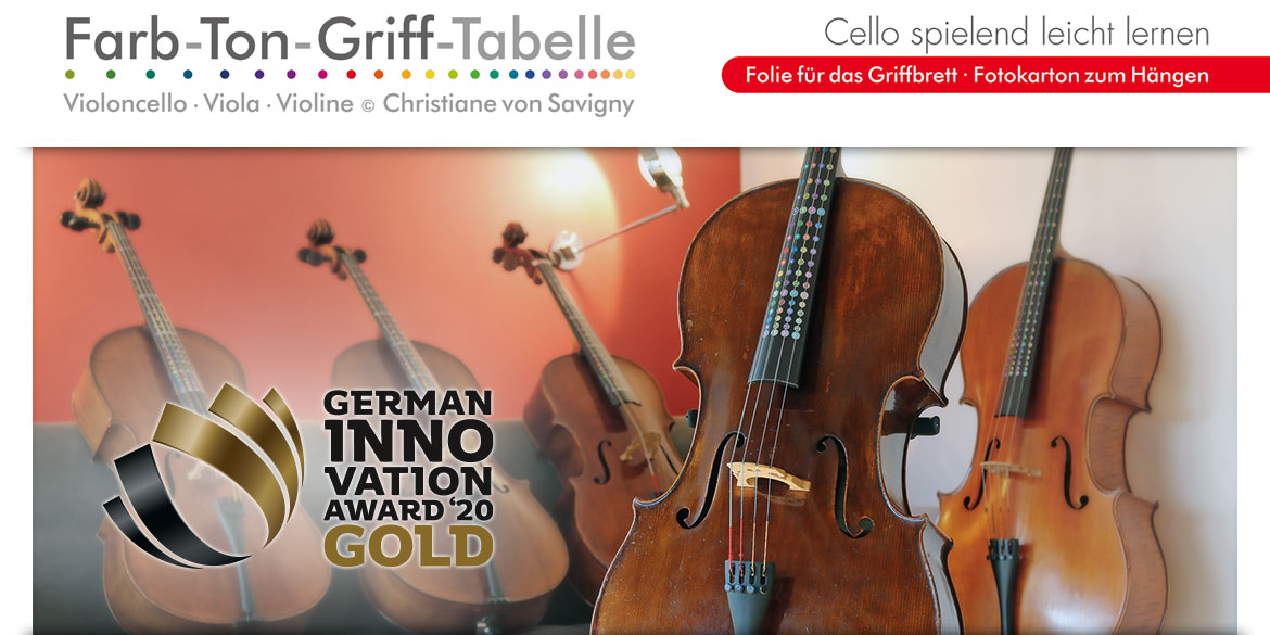 Farbton-Grifftabellen Cello Bratsche Geige spielen lernen