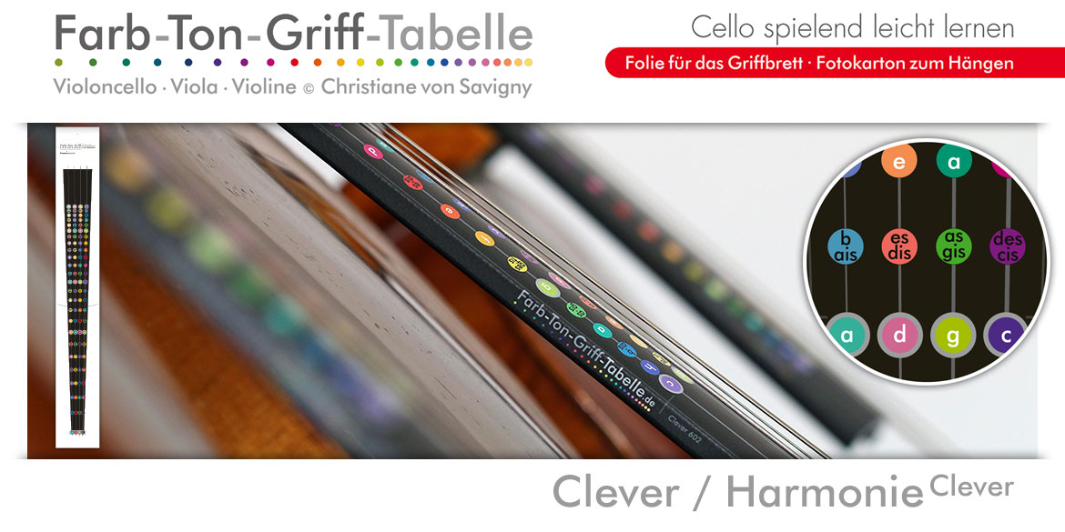 Farbton-Grifftabellen Folientabellen Violoncello Cello Clever Harmonie