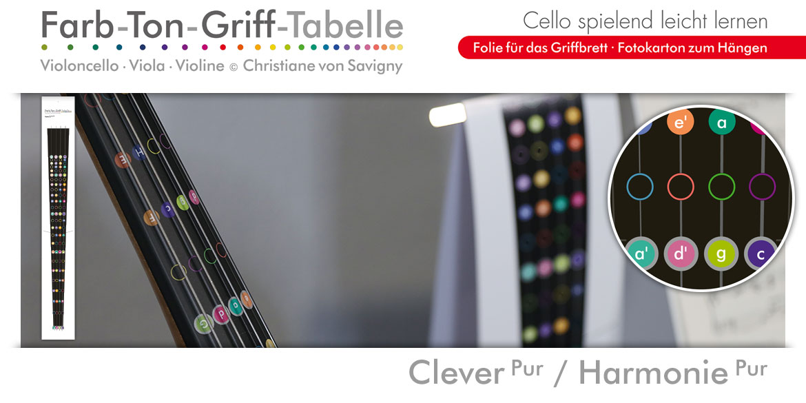Farbton-Grifftabellen Folientabellen Violoncello Cello Clever Pur Harmonie